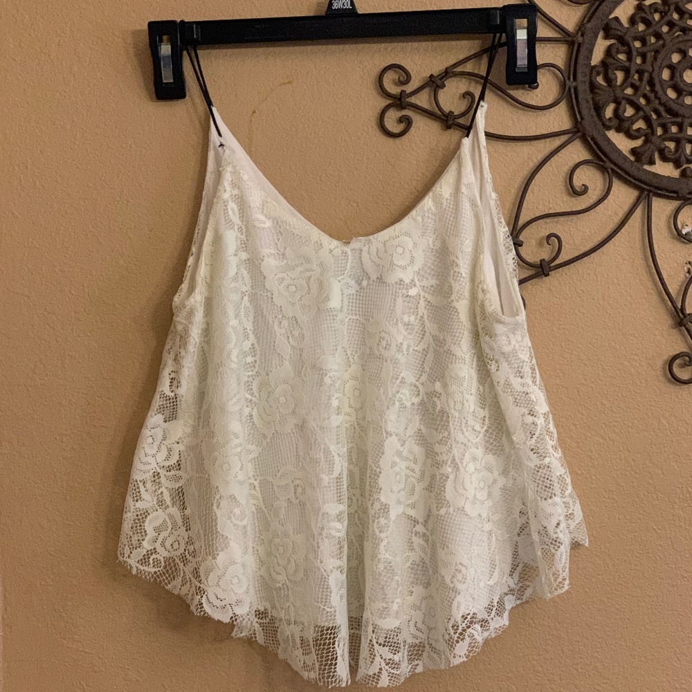 White Lacey Crop Top layered